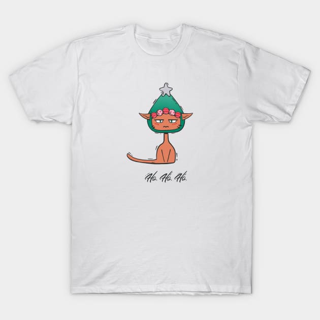 Festive Feline - Orange Grumpy Christmas Cat T-Shirt by JBeasleyDesigns